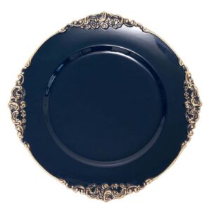 Charger Plate - Navy Blue with Gold Accent - Acrylic
