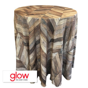 Round - Poly - Herringbone Plank - 120"