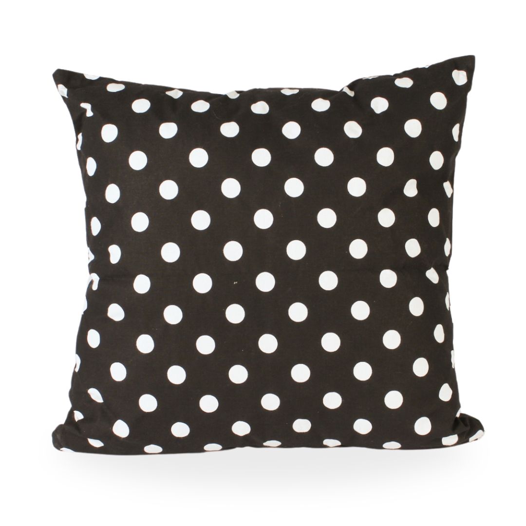 Pillow Cover – Black with White Polka Dots